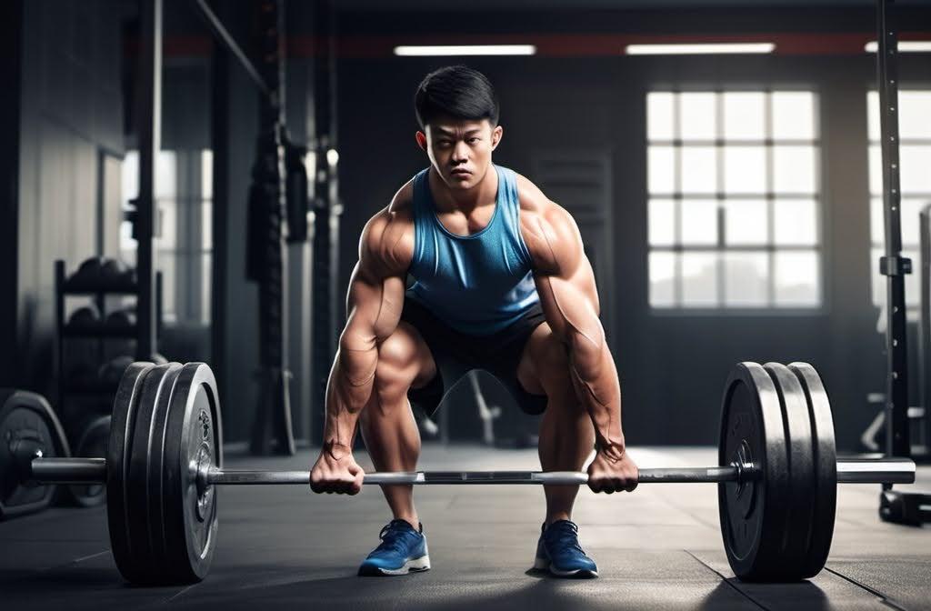 A man lifting barbell, a part of velocity-based strength training